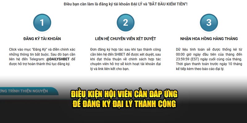 Điều kiện hội viên cần đáp ứng để đăng ký đại lý thành công